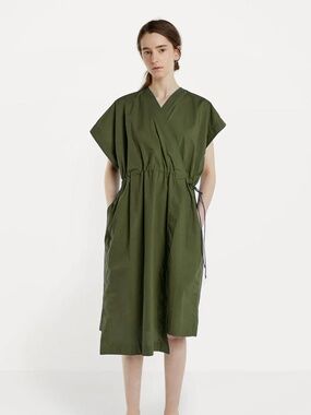 Sofie D'Hoore olive cotton detroit wrap dress FR 36 XS S M O/S